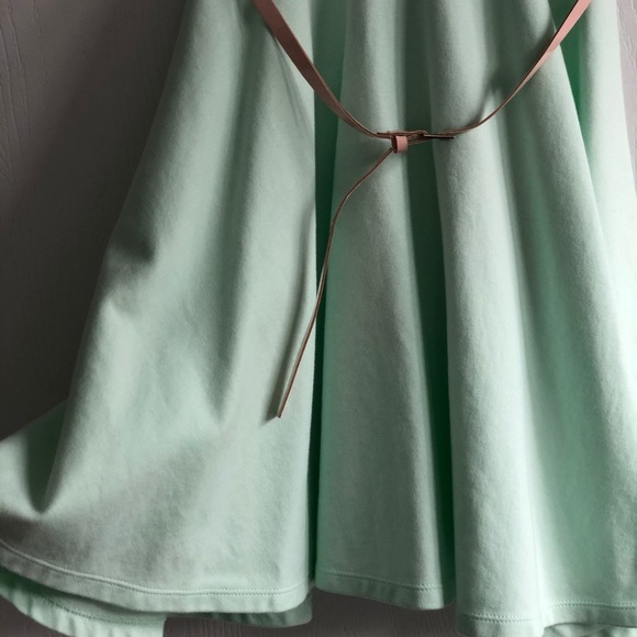 H&M mint skater style dress with pink belt - Picture 3 of 6
